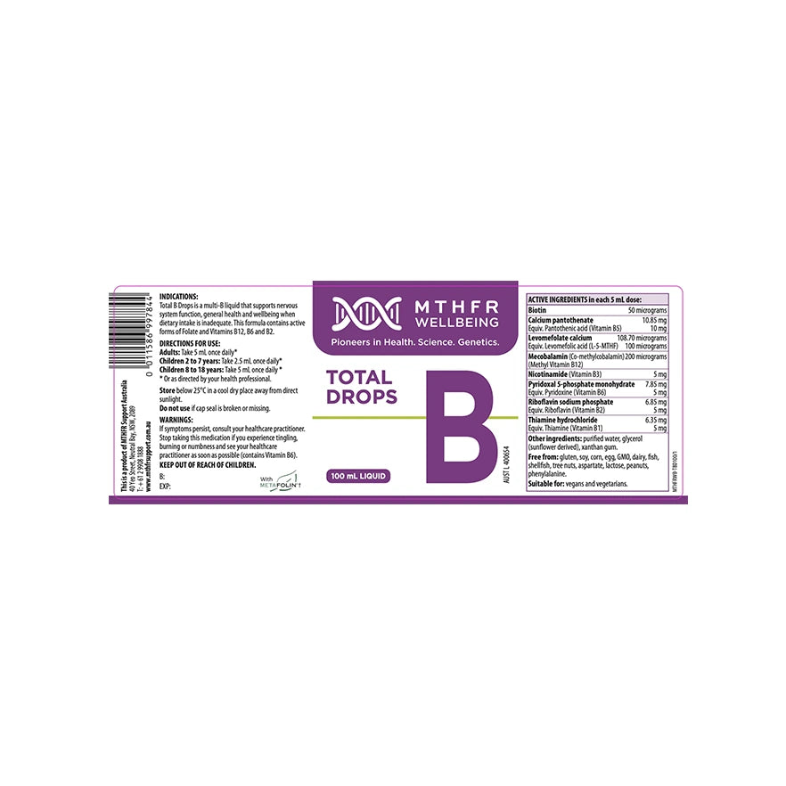MTHFR Wellbeing Total B Drops- 100mL